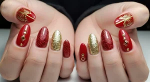 red gold nails
