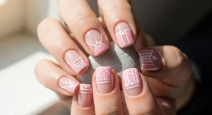 Short nails with glossy rose pink manicure