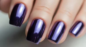 purple chrome nails with mirror metallic effect for bold and trendy manicure
