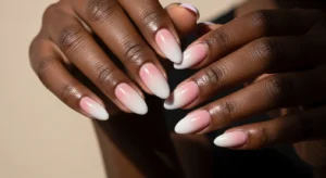 Light nail colors like white pink and lavender on dark skin