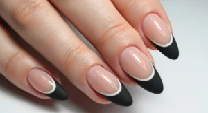 black white french nails