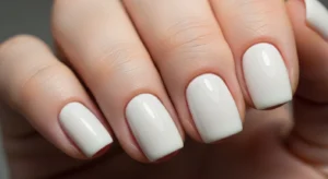 creamy white short nails