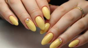 yellow pearl nails