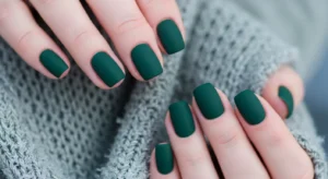 matte green nails