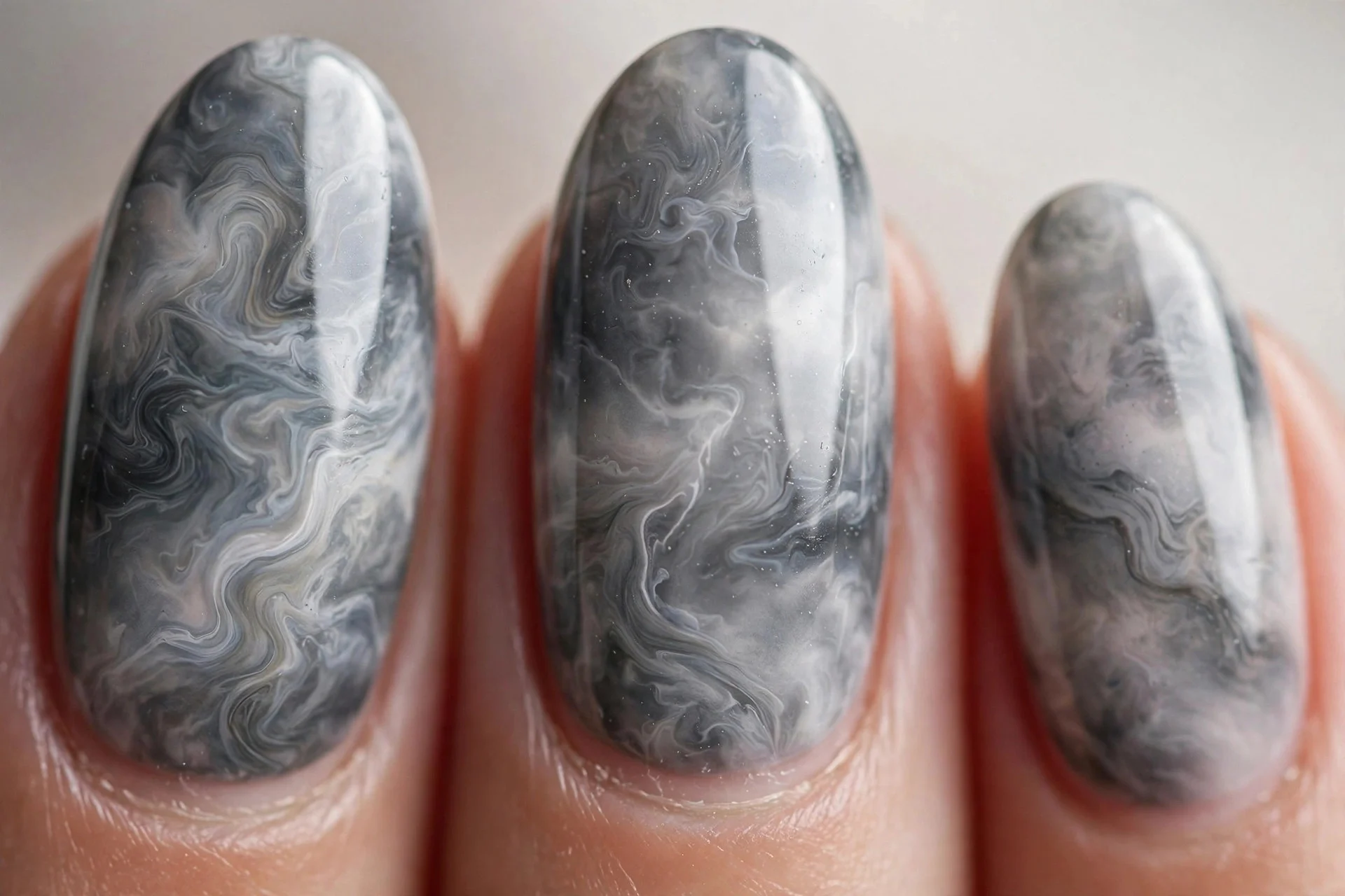 Grey thunderstorm marble swirls, almond