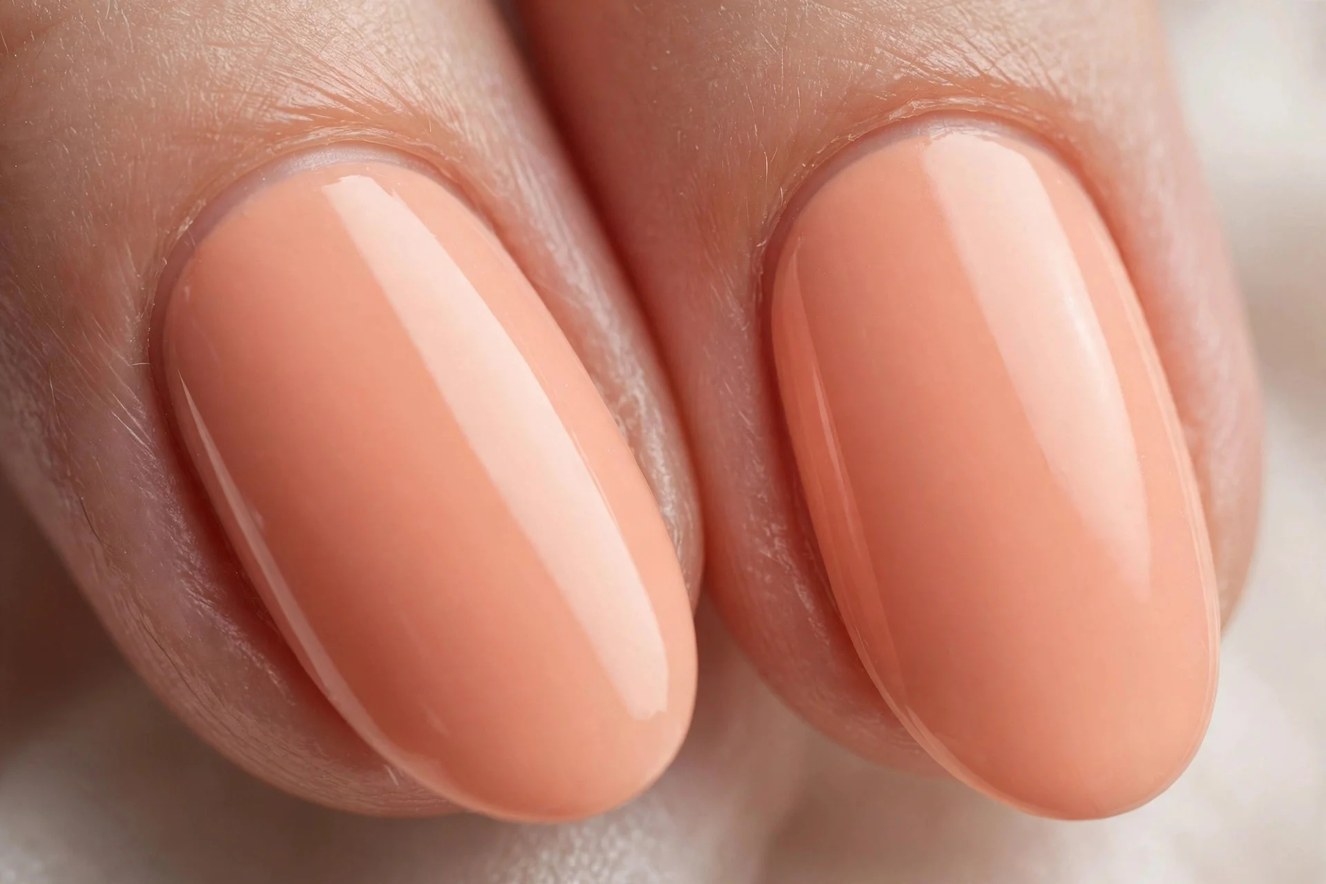 Peach sorbet polish, almond nails