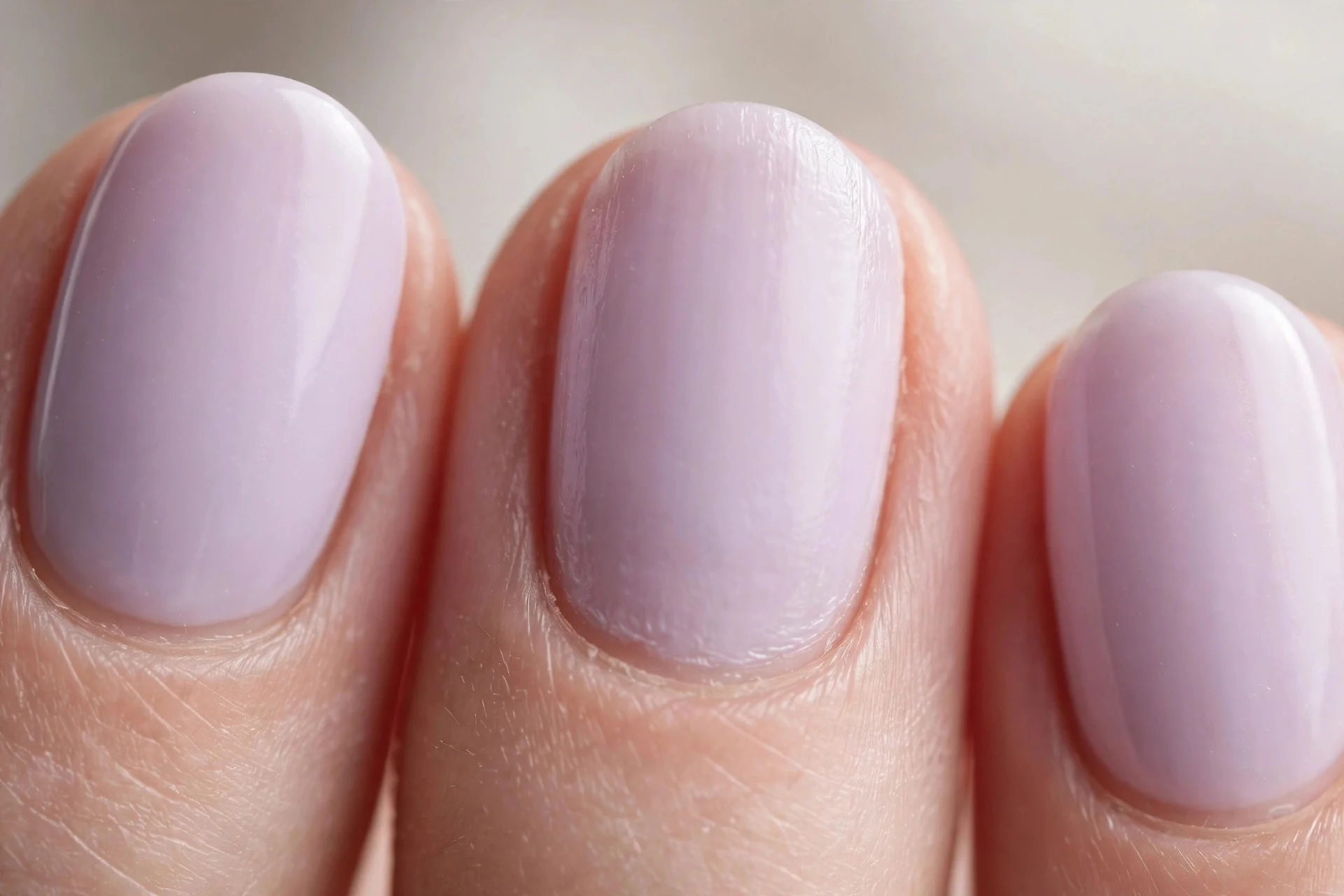 Lilac haze pastel polish, oval nails