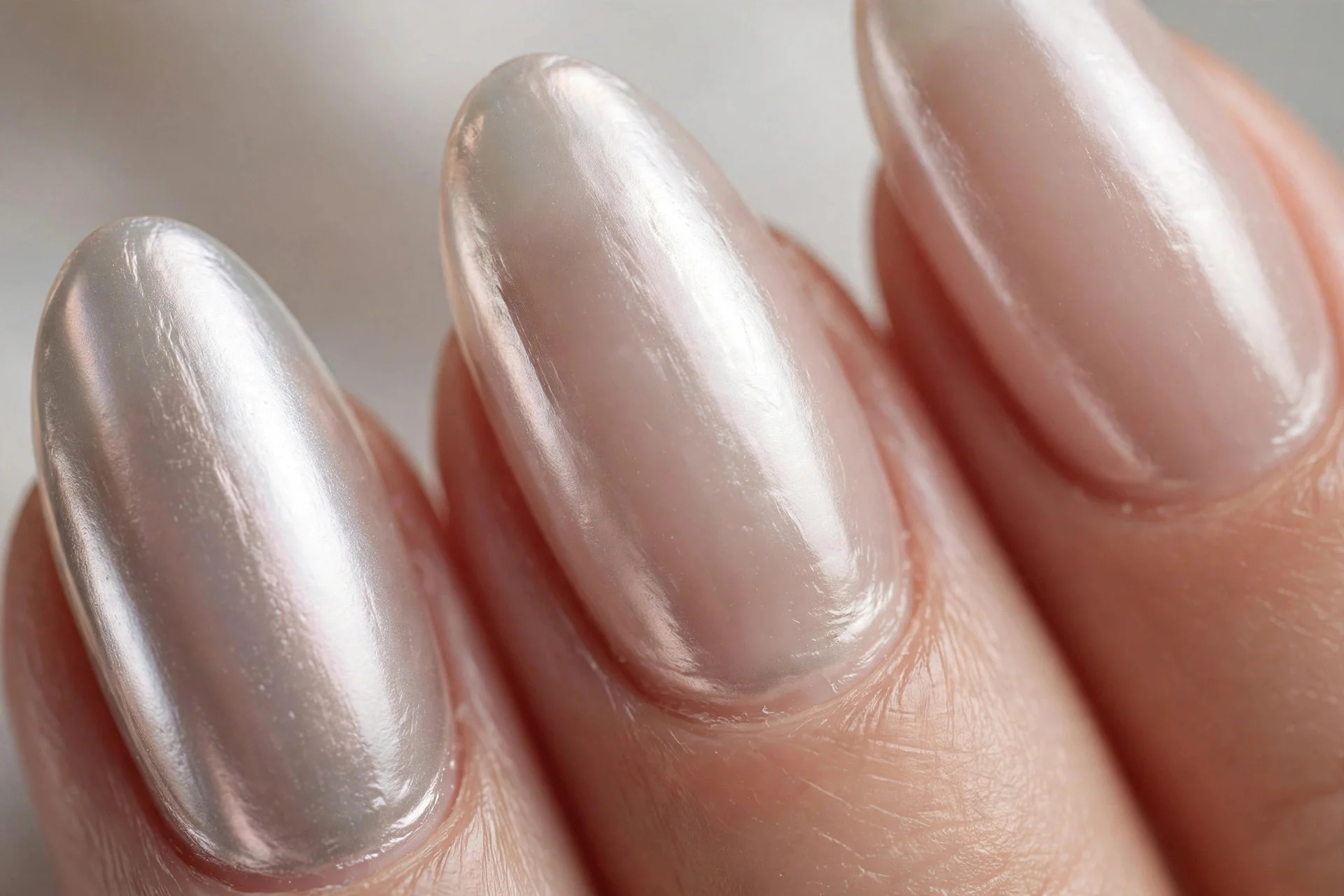 Pearl chrome over sheer nude, almond