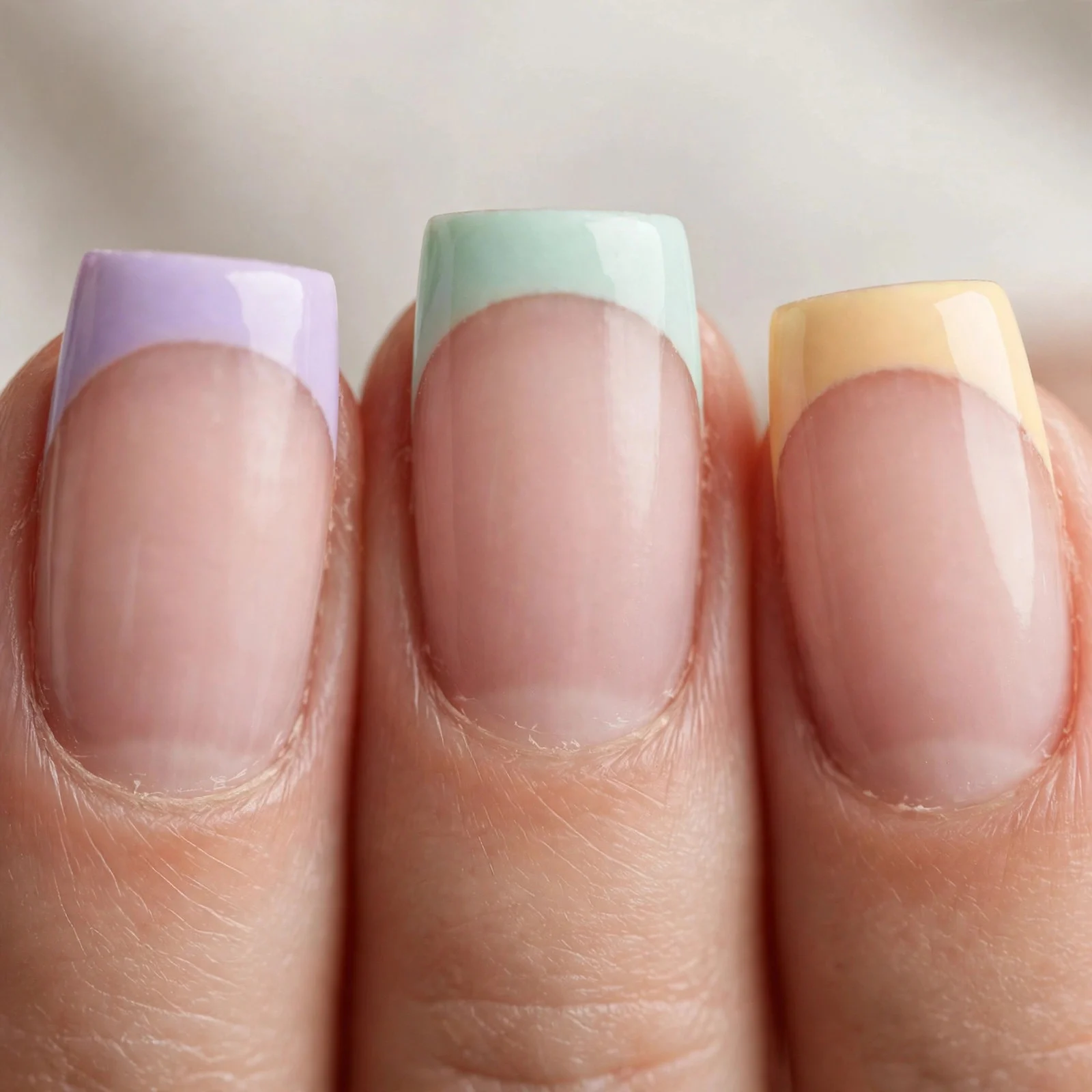 French with pastel multicolour tips, square