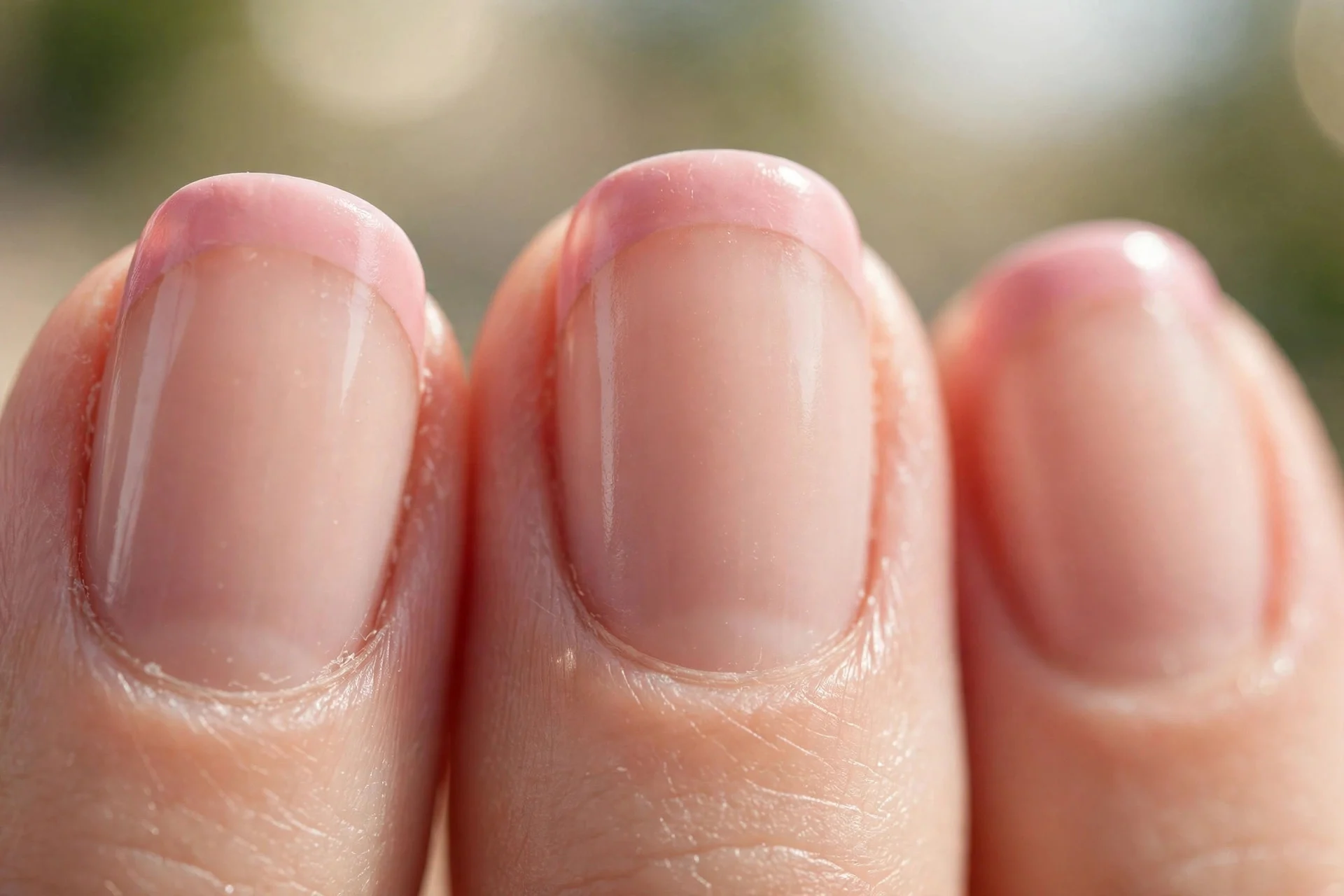 French manicure with soft rosy pink tips on a nude base