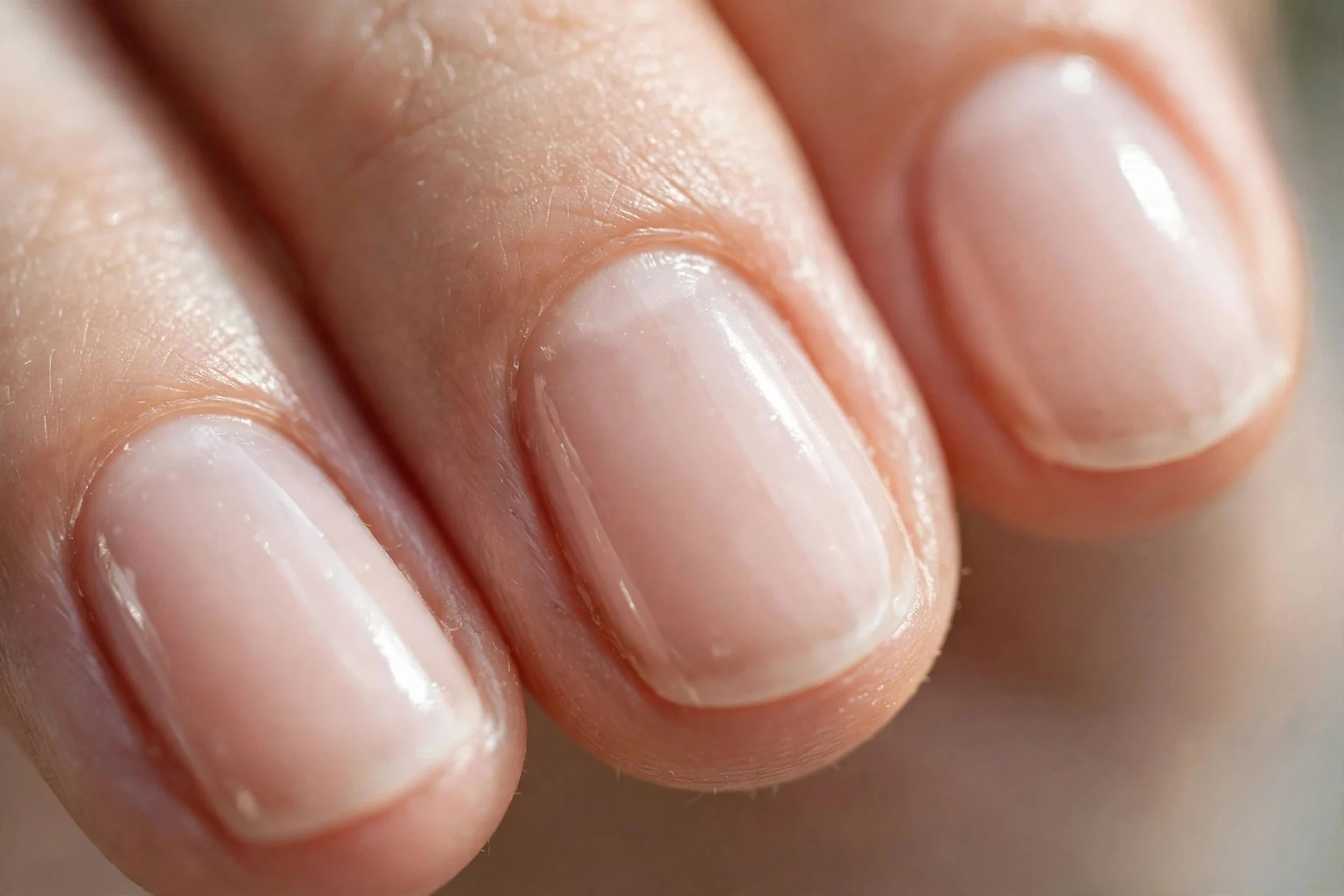 natural oval nails in milky nude sheer polish