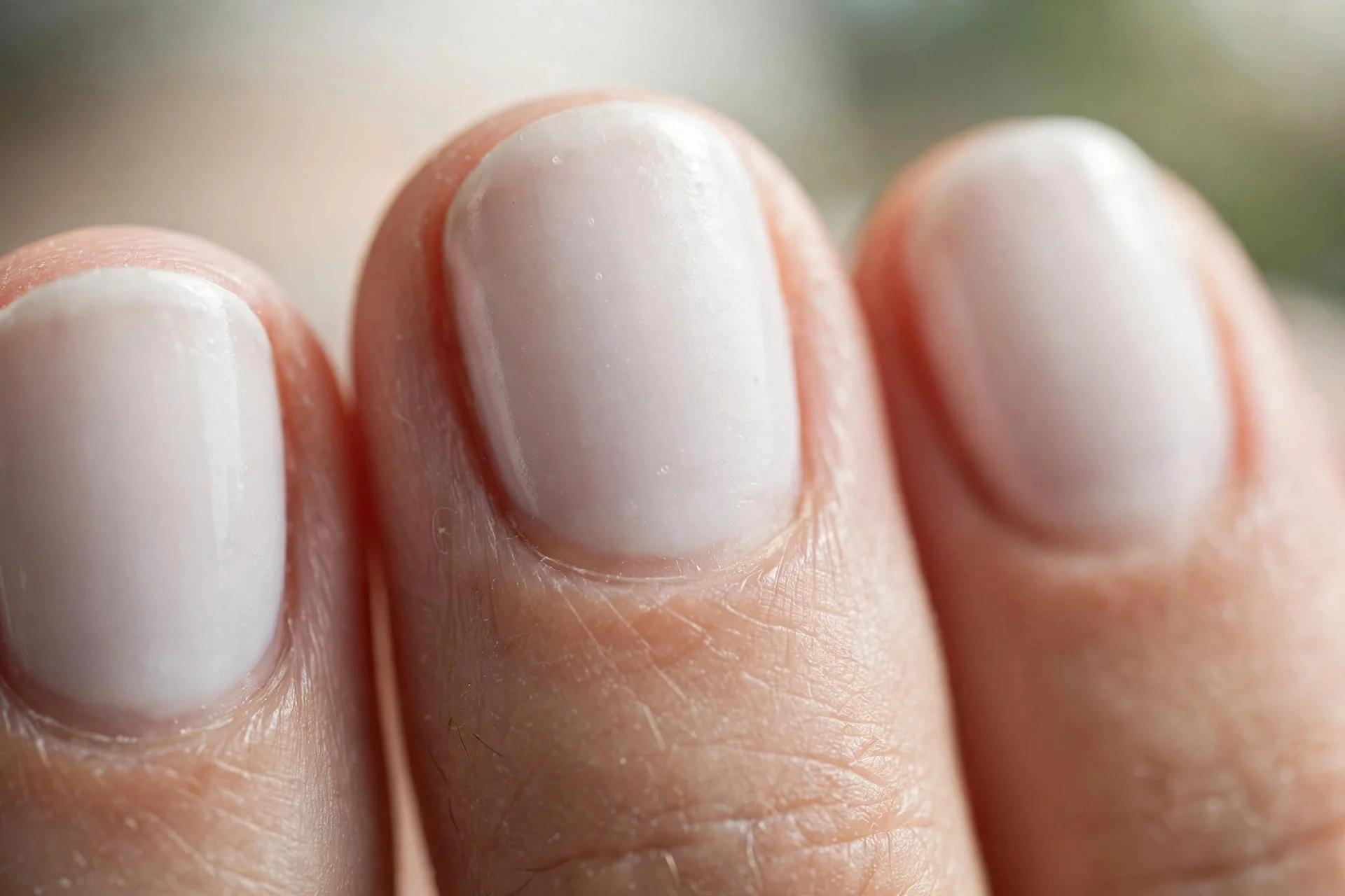 short oval nails in milky white polish