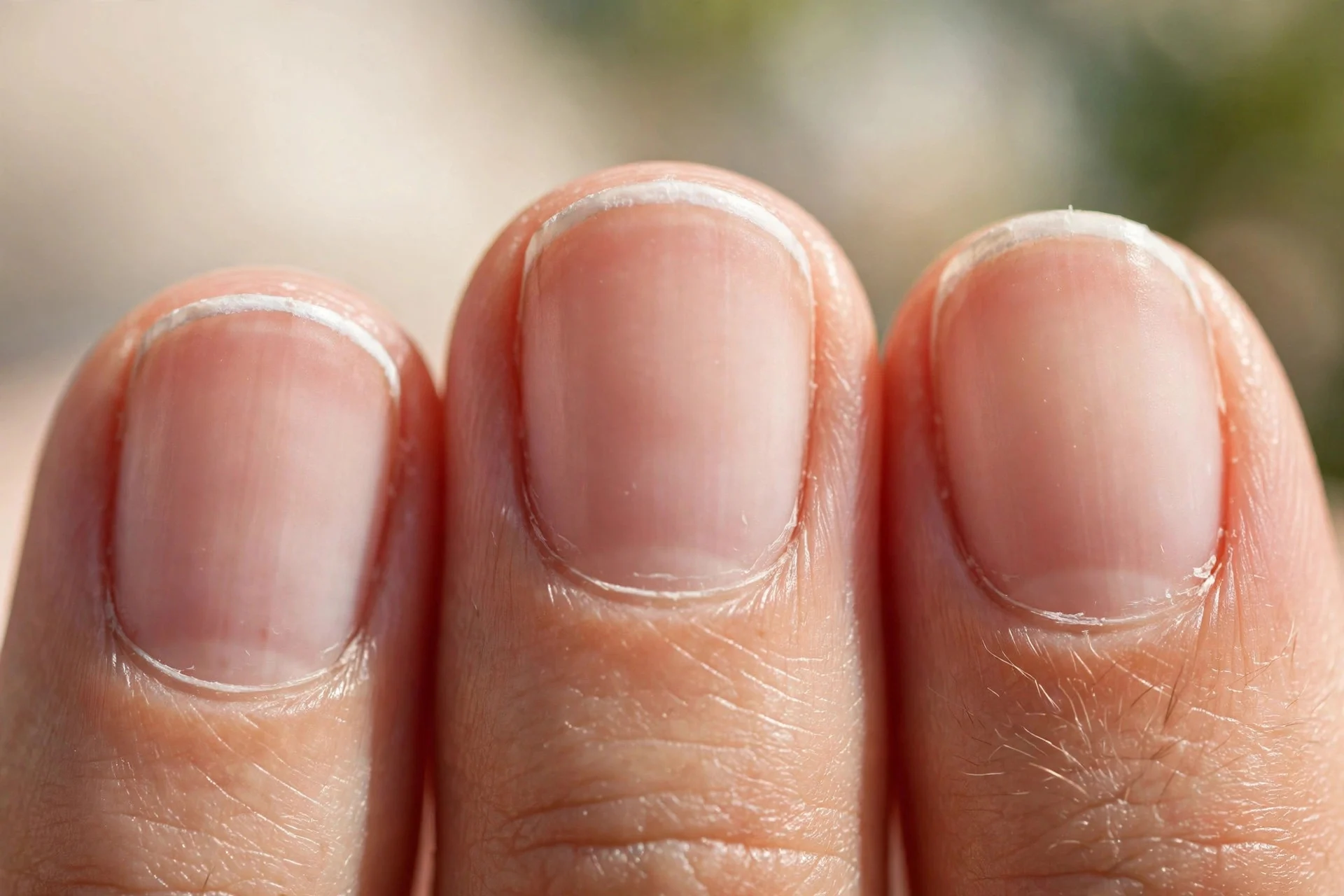 short almond nails with thin baby french tips