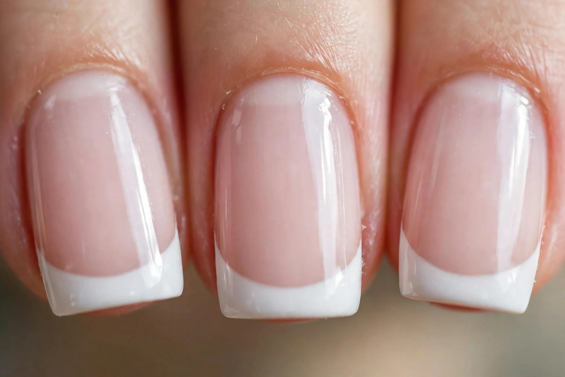 square nails with classic white french tips in gel