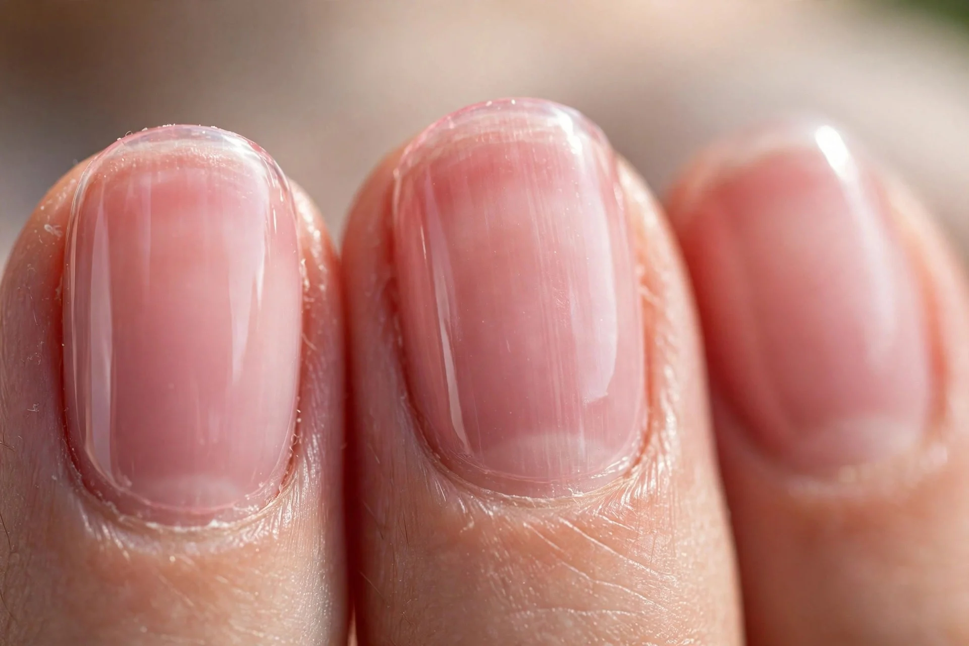 natural nails with a sheer pink builder gel overlay