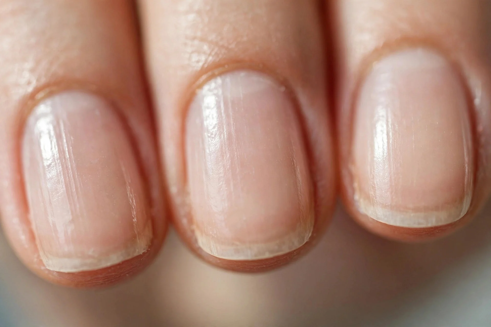 buffed bare nails with a natural glossy shine