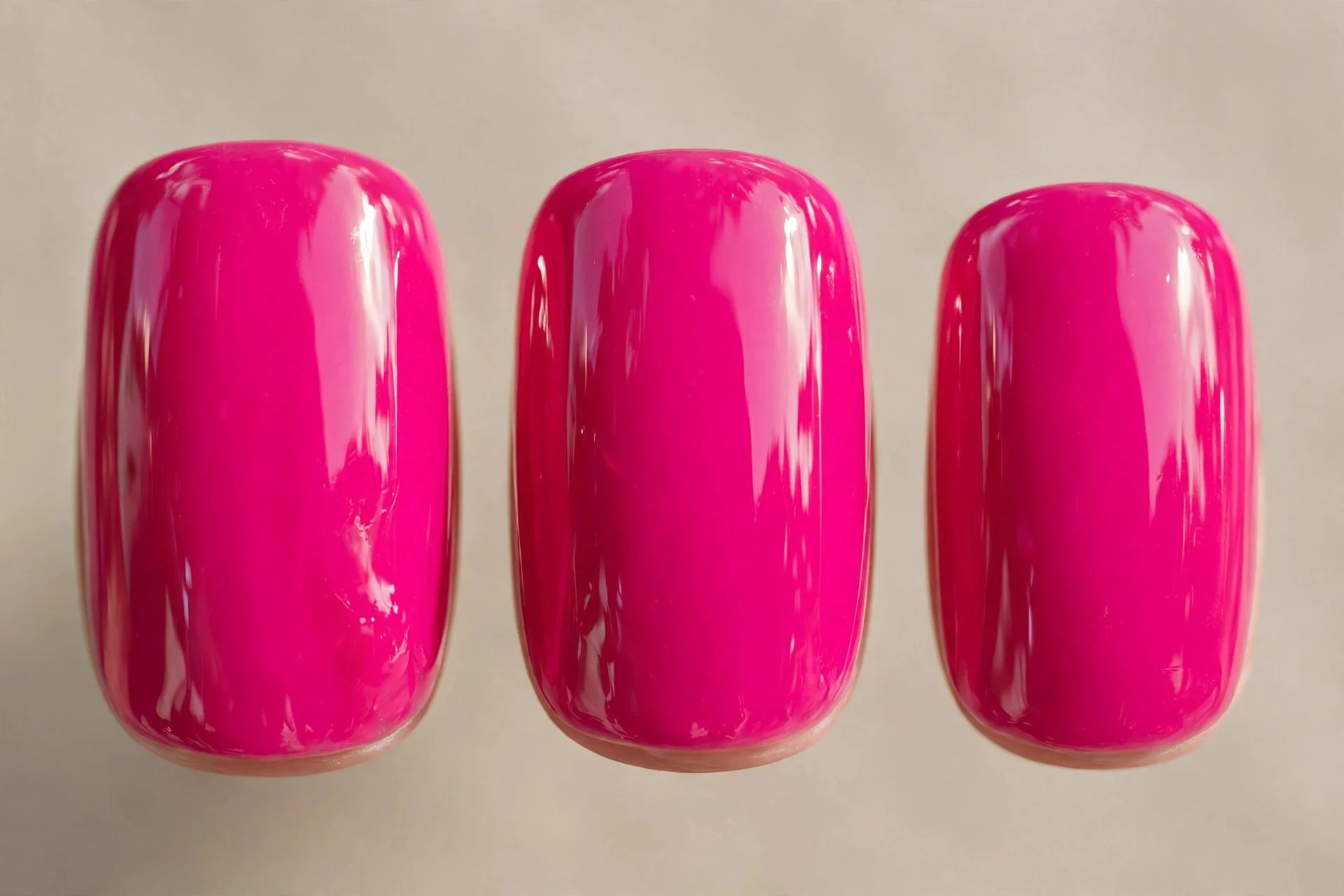squoval nails, fuchsia hot pink, ultra high-gloss