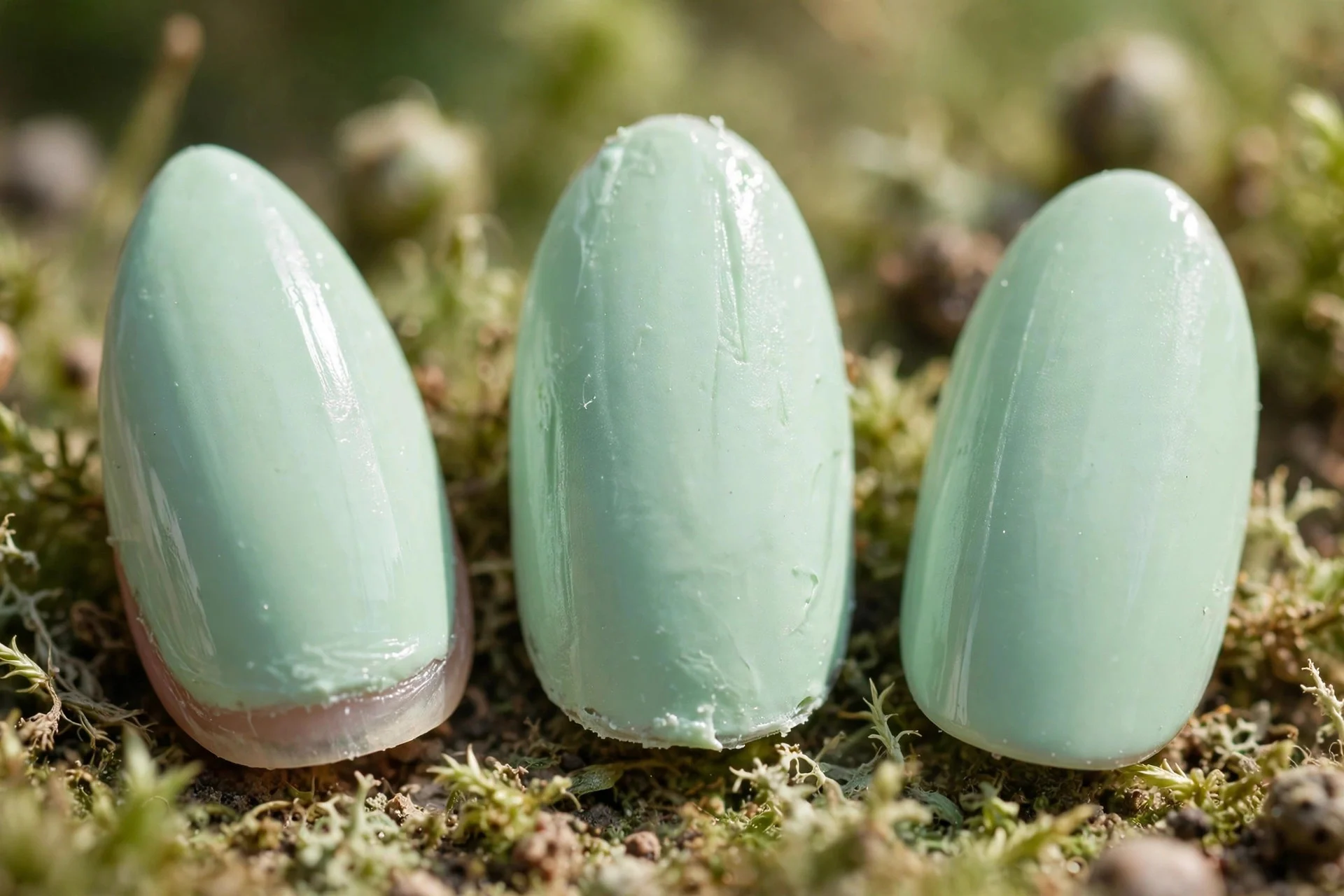 Mint sorbet polish, almond nails