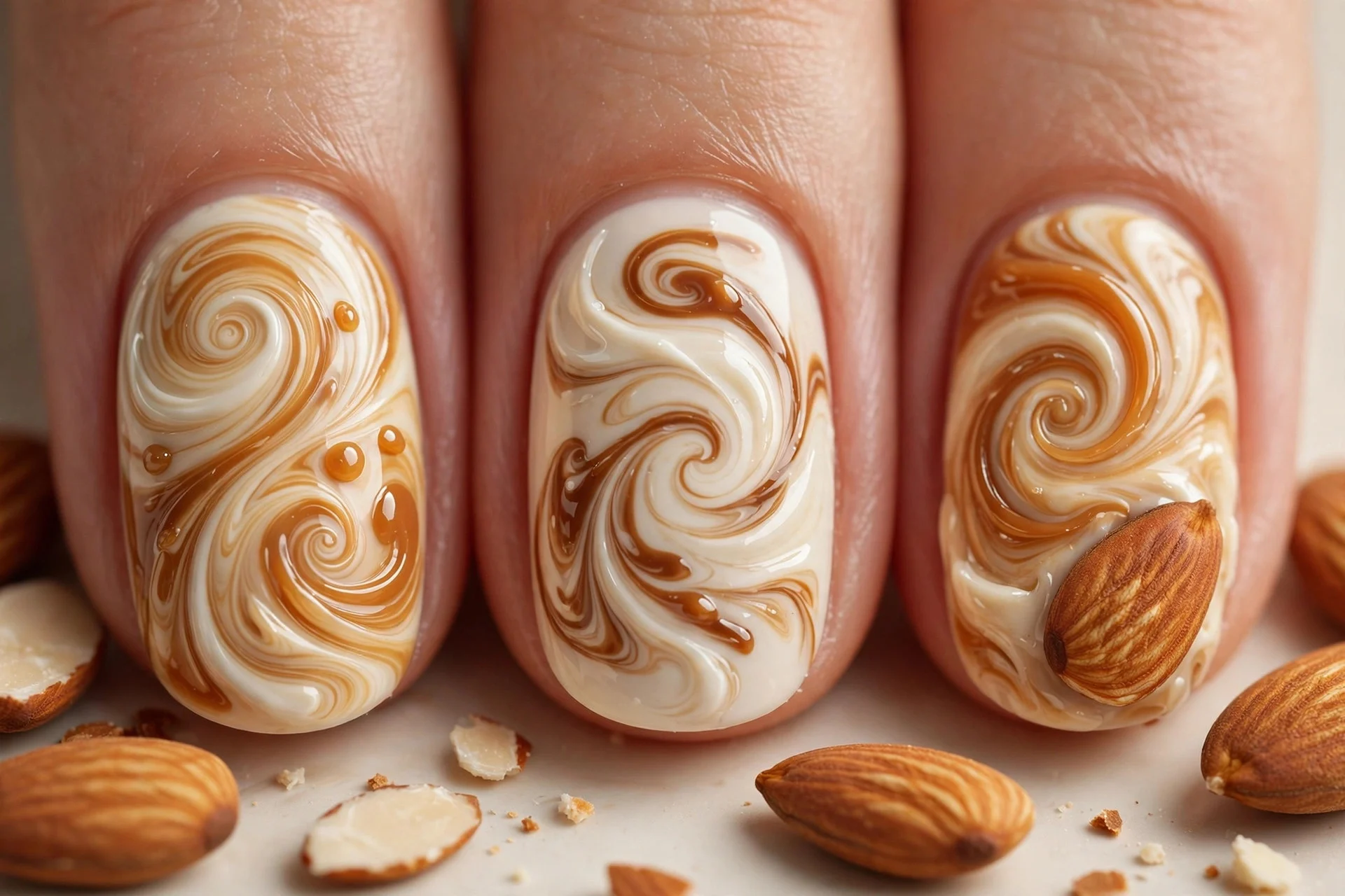 Caramel and cream latte swirls, almond