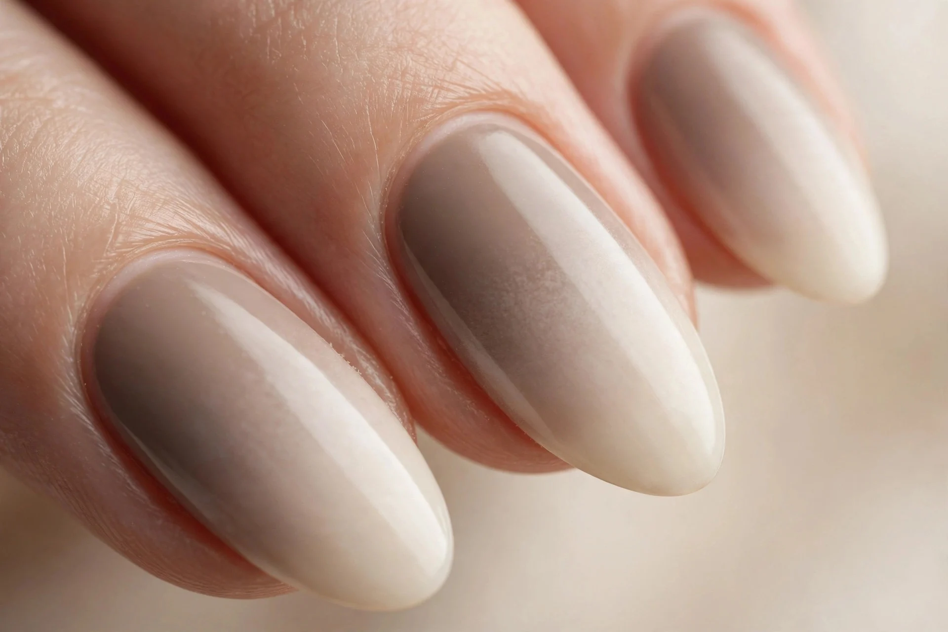 Taupe nails with cable-knit stitch texture, matte