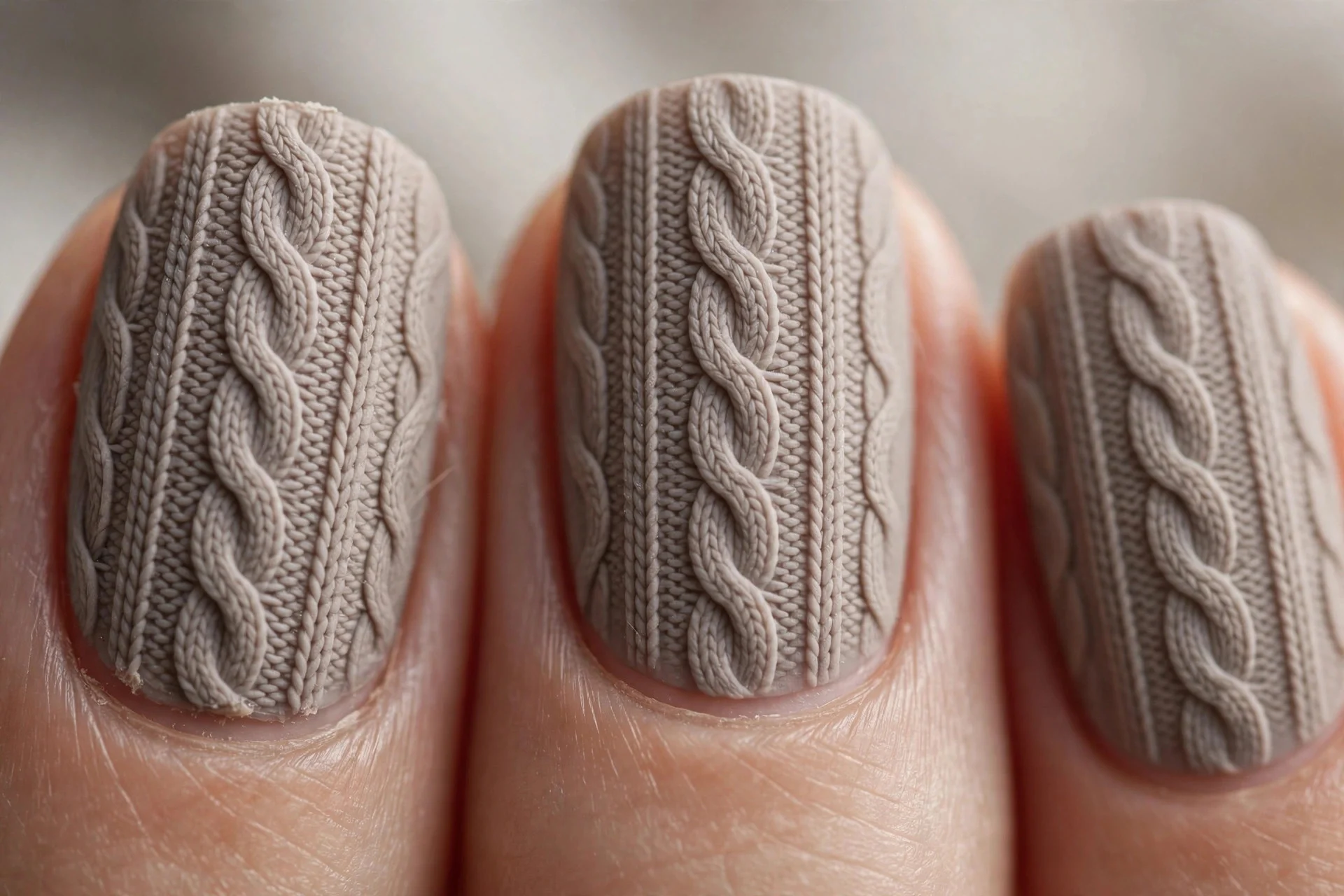 Taupe to cream ombré, almond nails