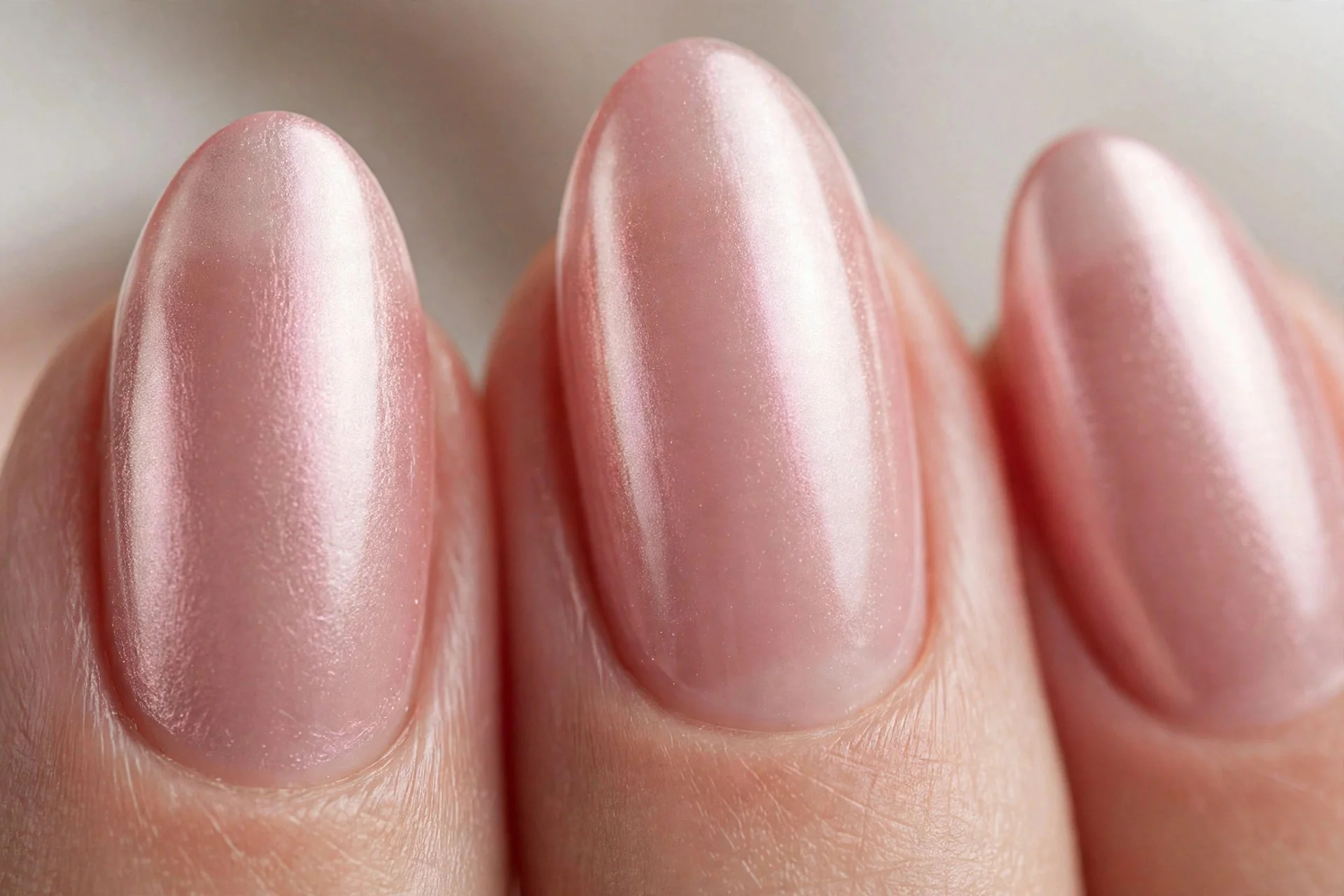 Blush chrome over sheer pink, almond