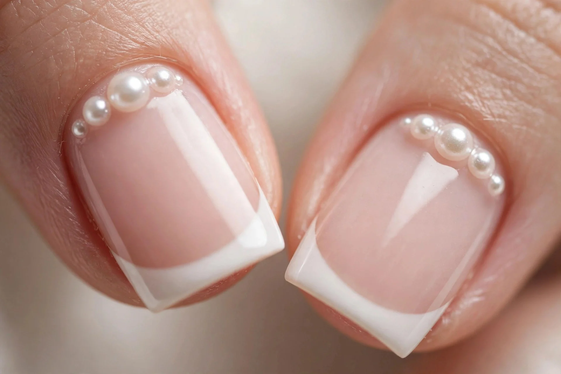 French with pearl accents, square nails