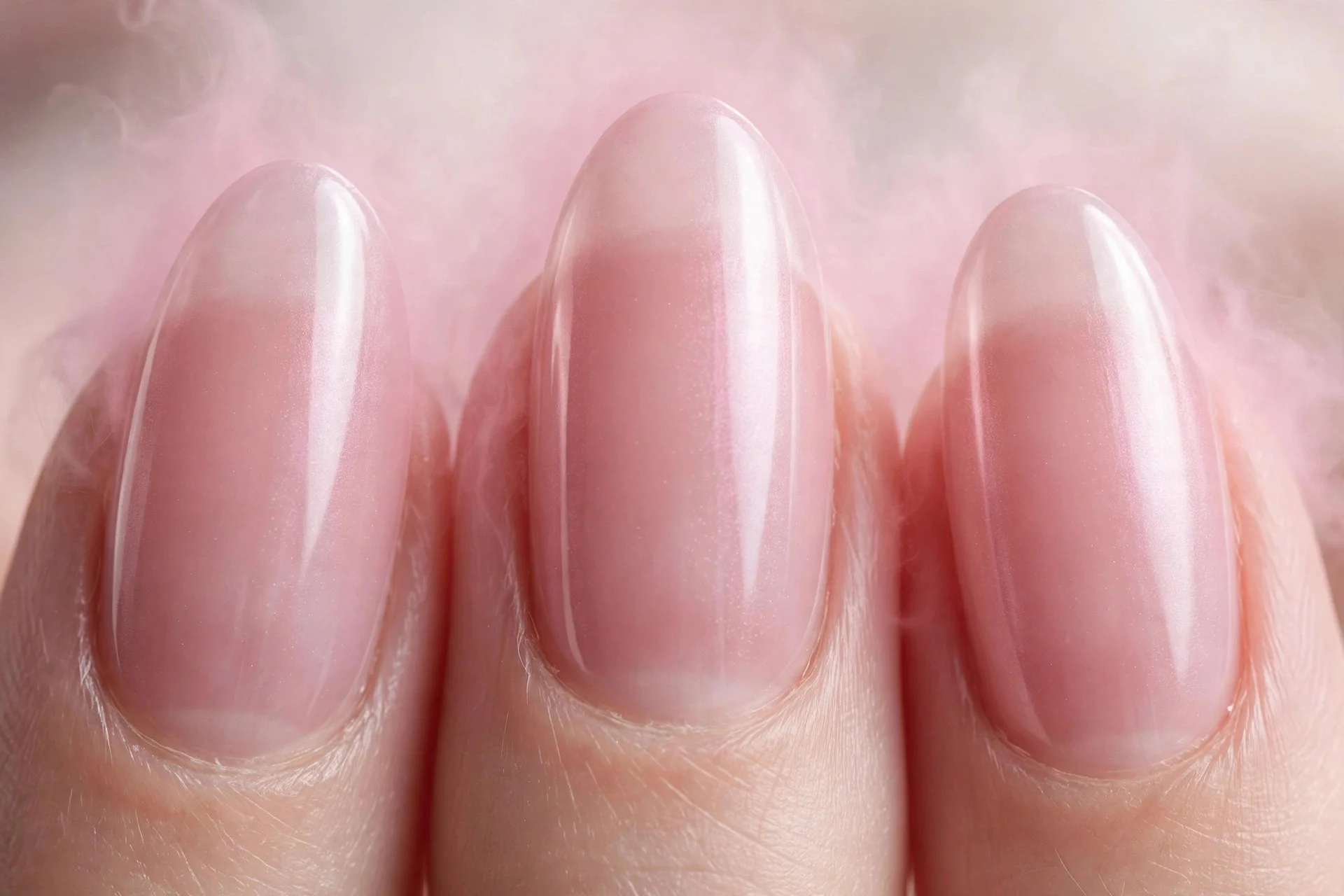 Sheer pink aura, almond nails