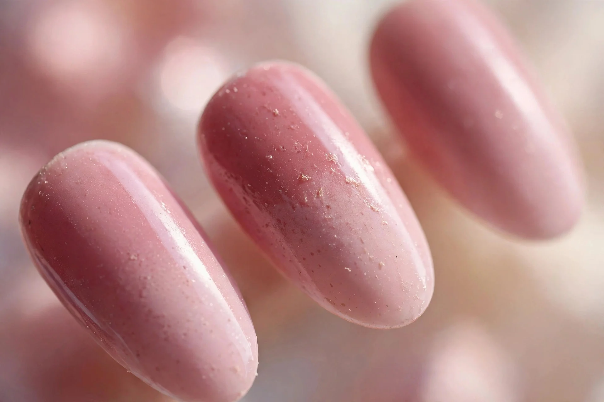 Dusty rose to pale pink ombr&eacute;, almond nails
