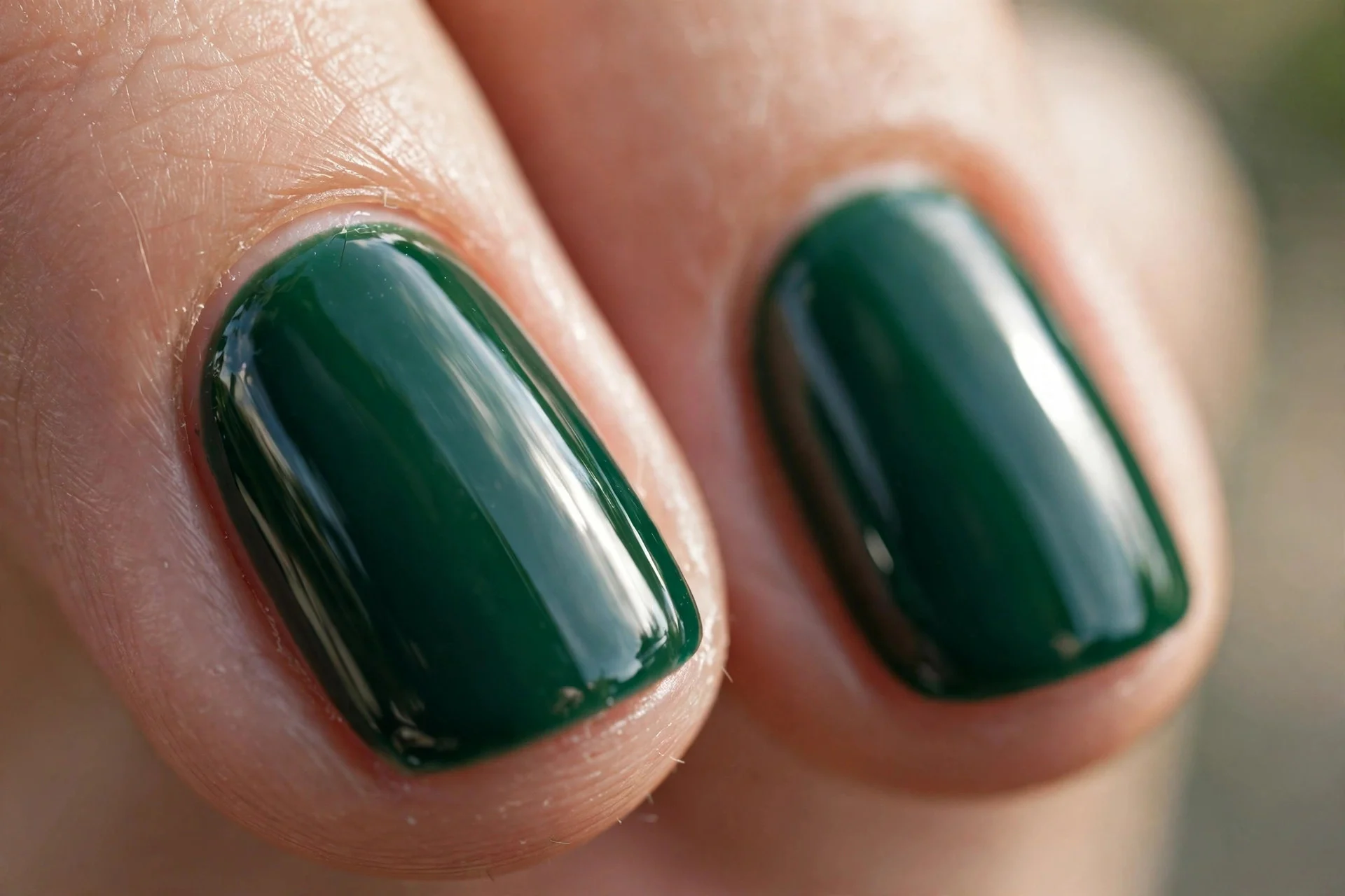 deep emerald green glossy nails