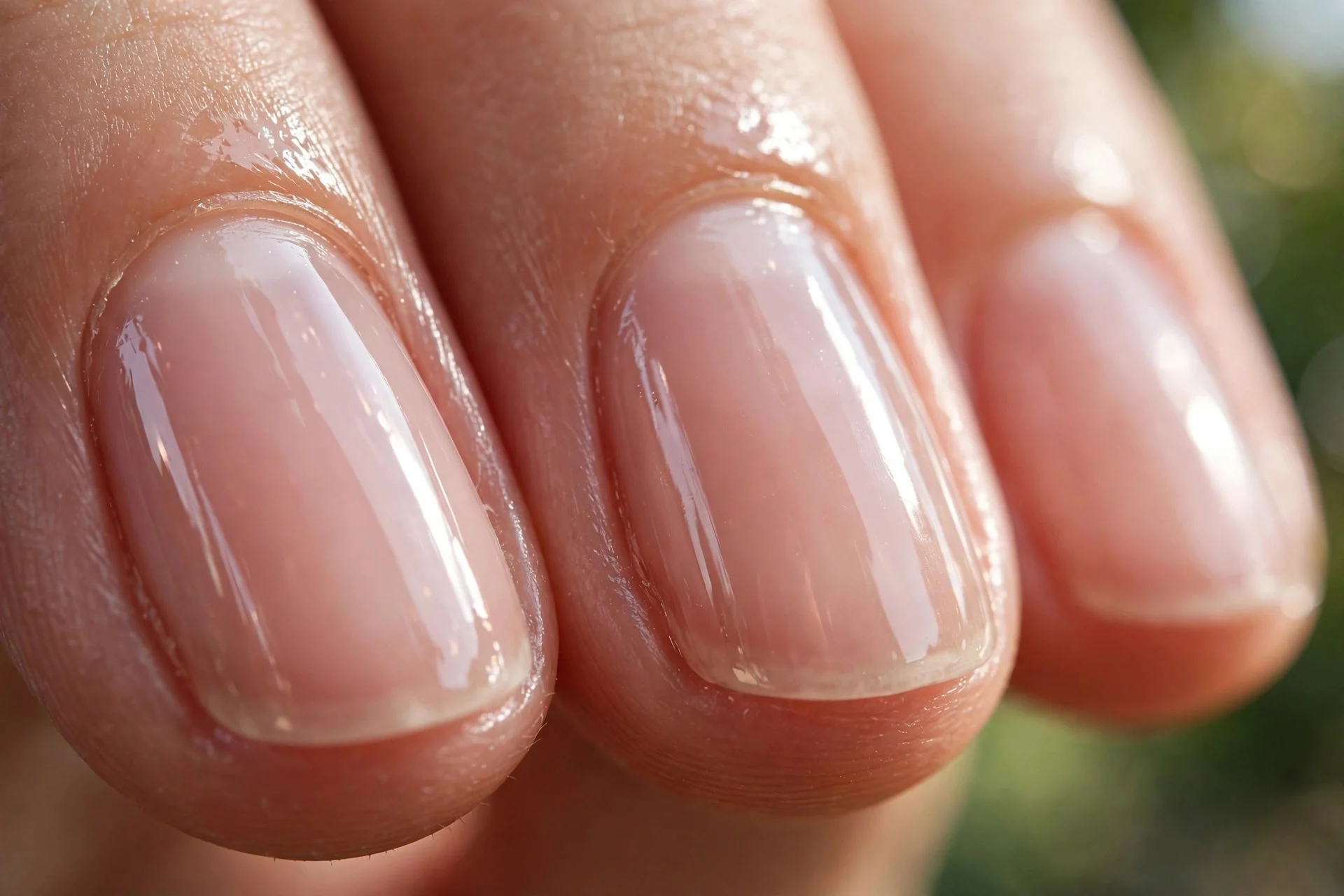 nails with fresh clear glossy top coat