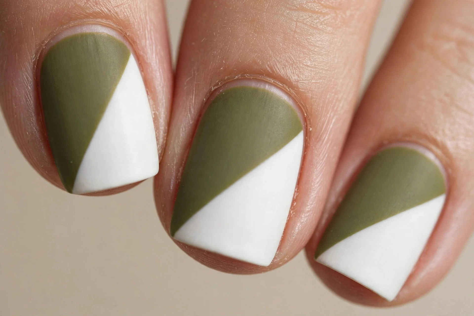 diagonal colour block olive and white, square