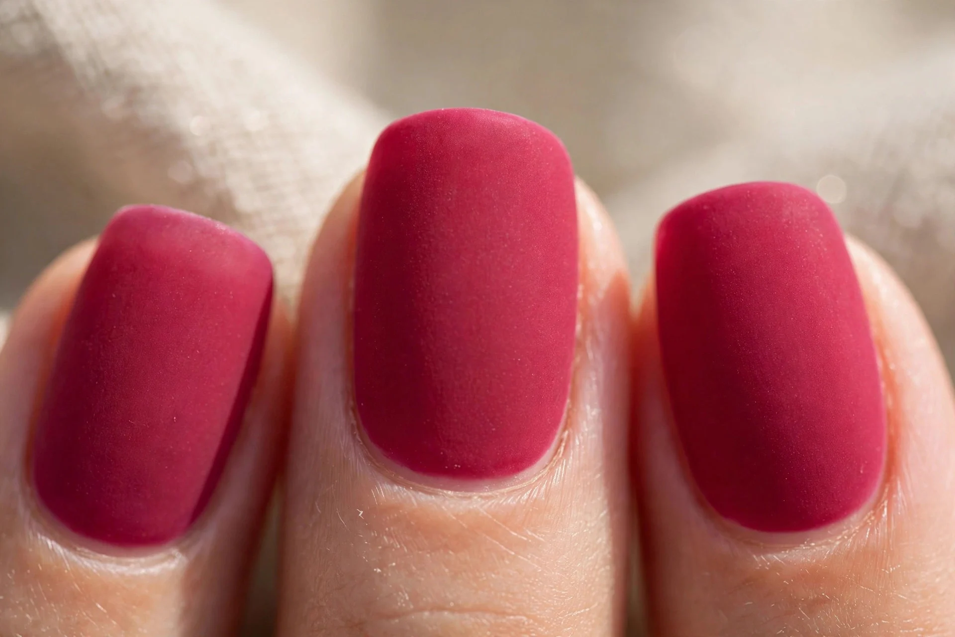 Raspberry jelly nails, velvety matte finish