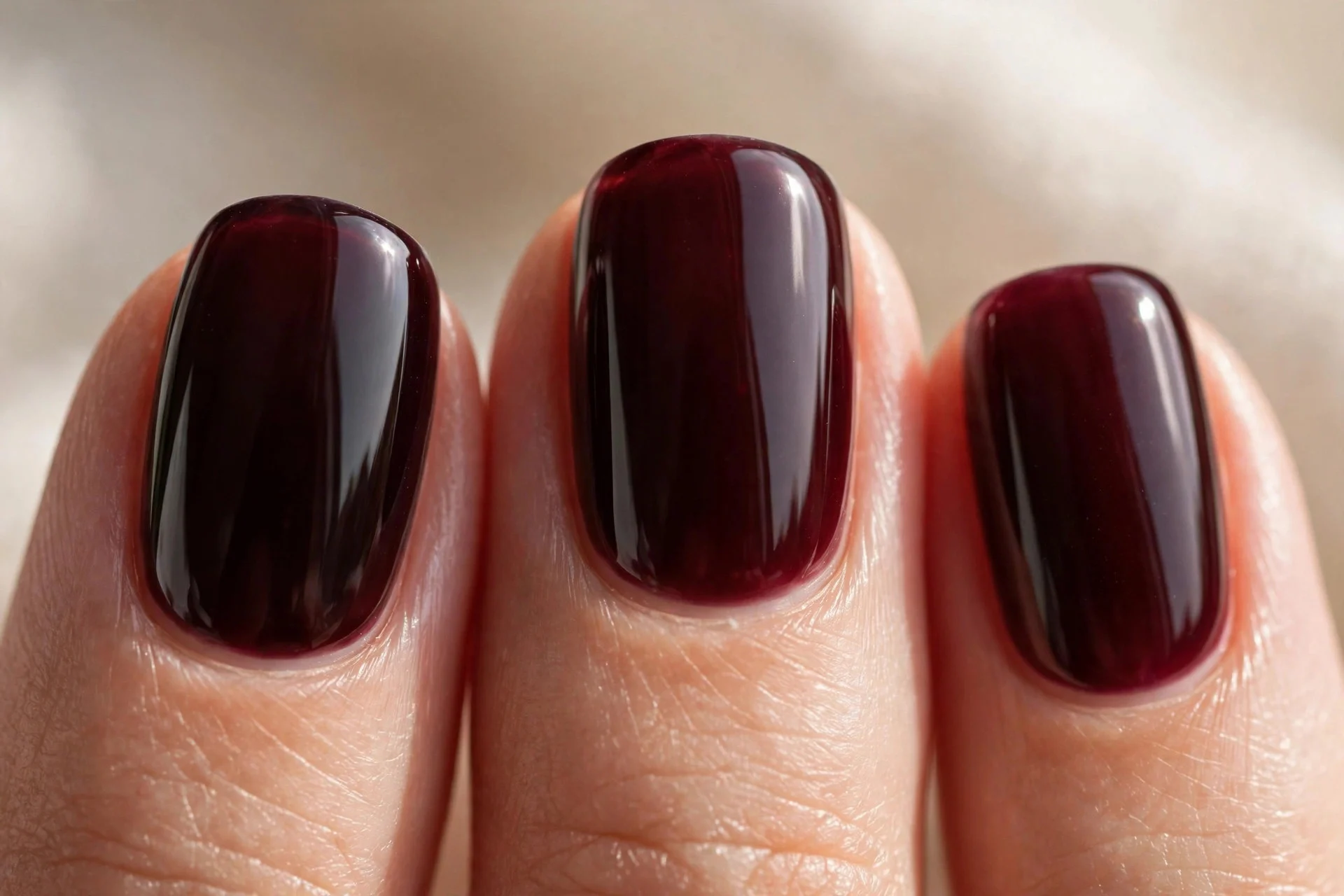Dark black-cherry raspberry jelly nails