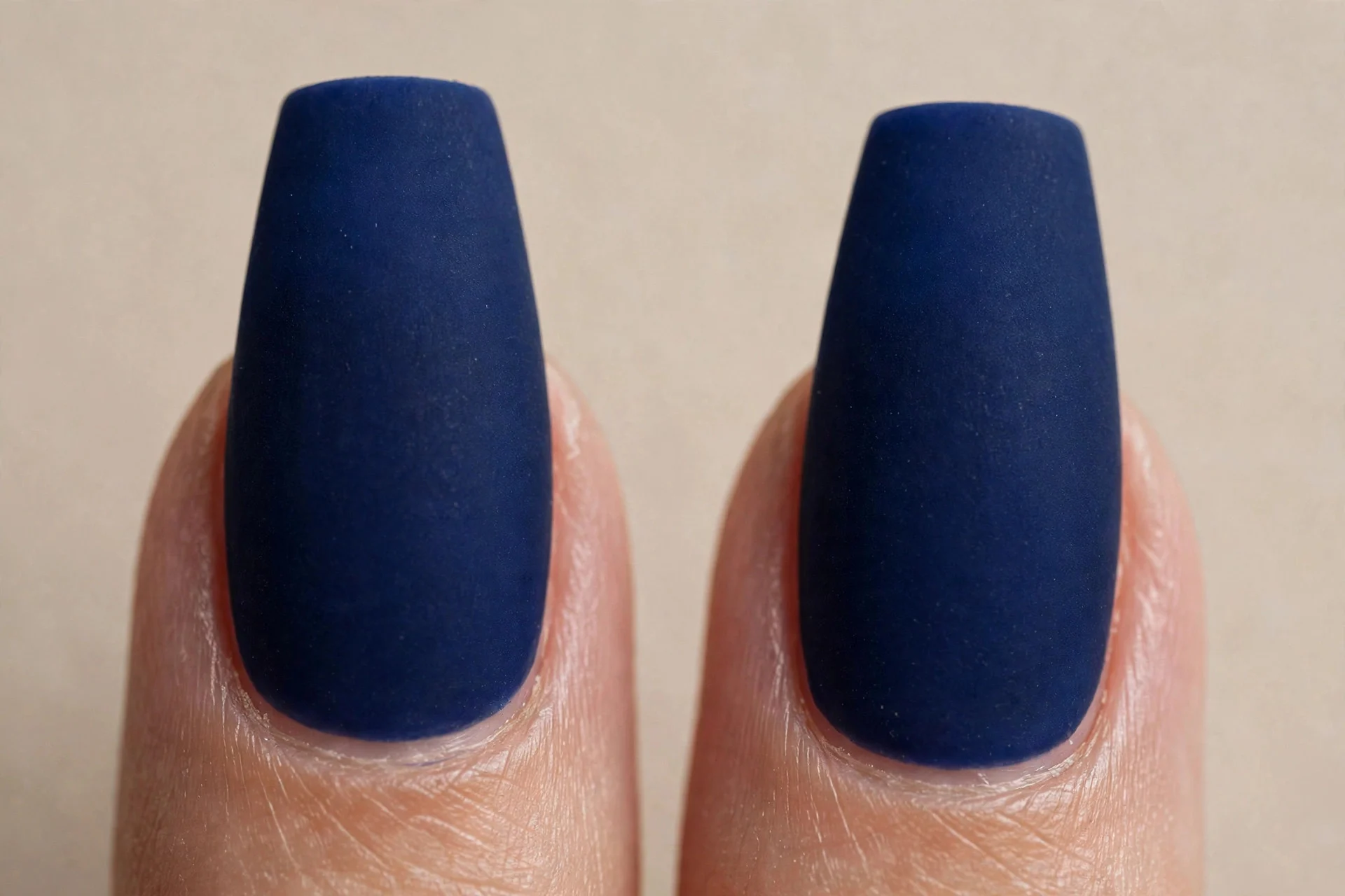 coffin nails, navy-sapphire, velvety matte