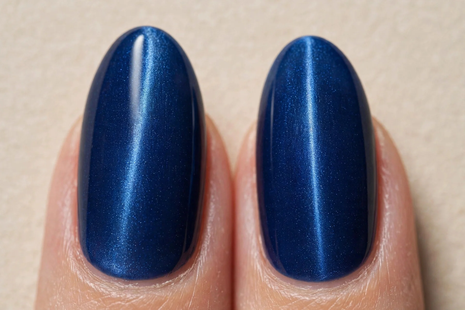 almond nails, sapphire cat-eye, velvet shimmer