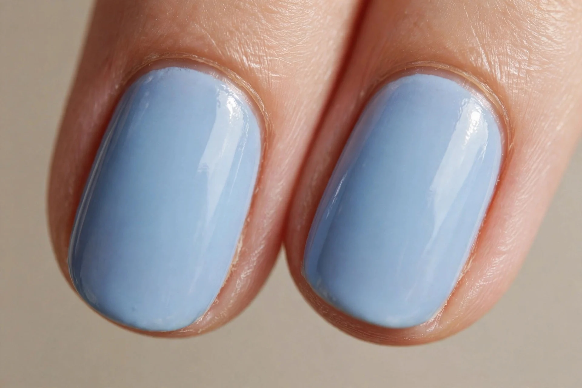 oval nails, cornflower creme, glossy