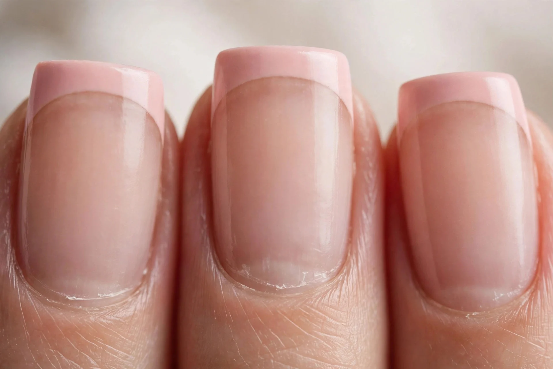 Blush pink French tips, square nails