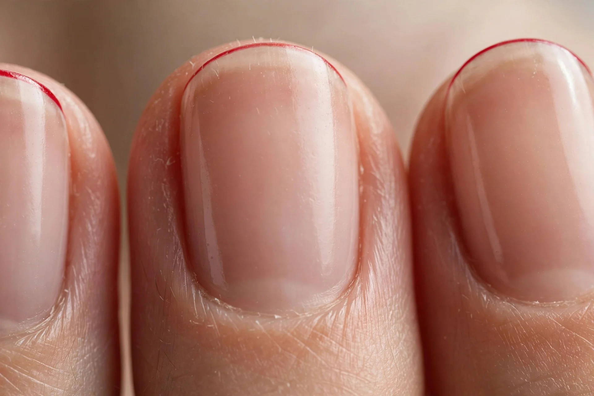Red micro French on sheer nude