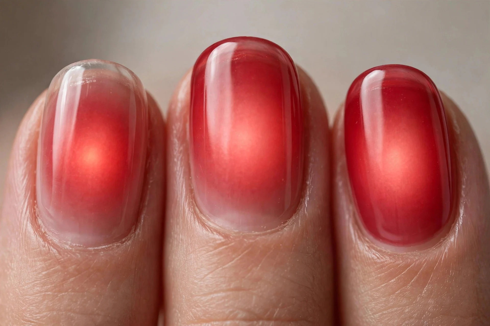 Red aura nails, glowing centre