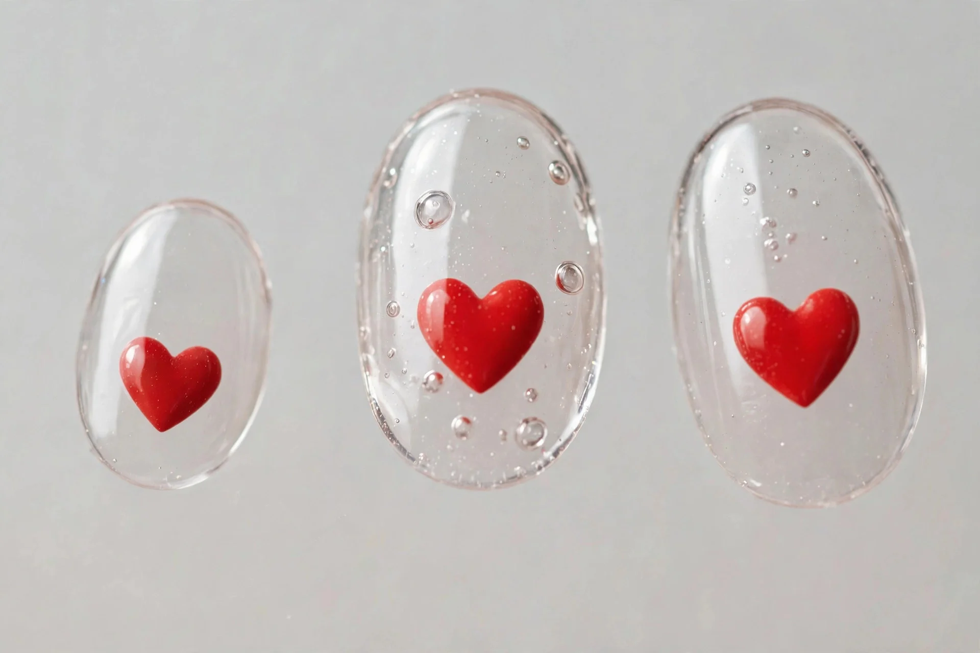 Red heart under domed clear nail