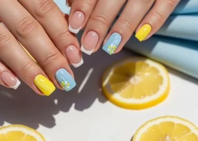 17 Lemon and Blue Nail Ideas That Look Fresh, Zesty, and Cheerful