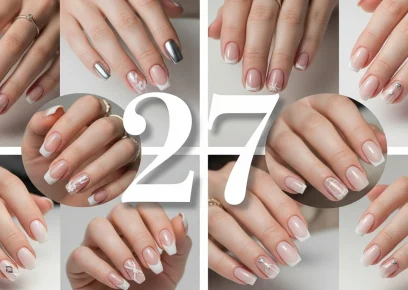 27 different types of nails including natural, acrylic, gel, dip powder, and press-on nails shown with various nail designs and finishes for choosing the best manicure style