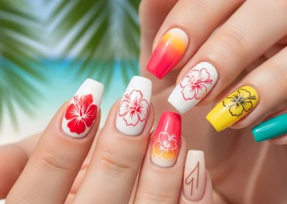 18 Hibiscus Flower Nail Ideas That Look Tropical, Bold, and Fresh